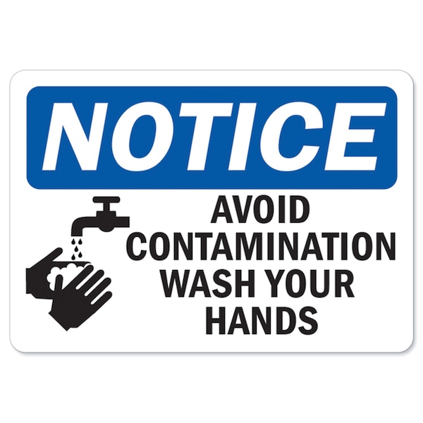 OSHA, Avoid Contamination, 24in X 18in Peel & Stick Wall Graphic, 18" W, 24" L, Avoid Contamination